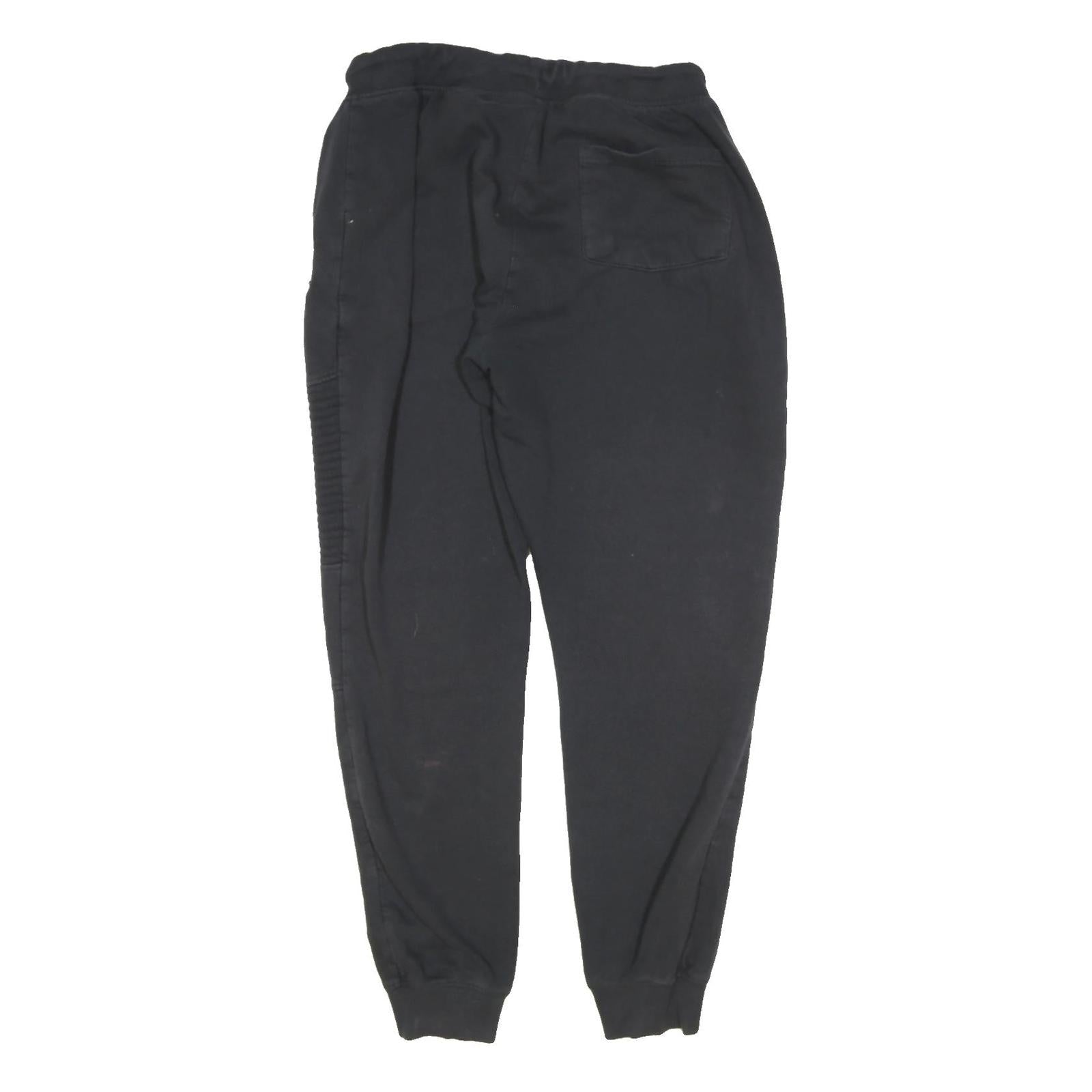 Mens Joggers Black Slim Tapered L W30 L38 Cotton Blend Elastic Waist Drawstring