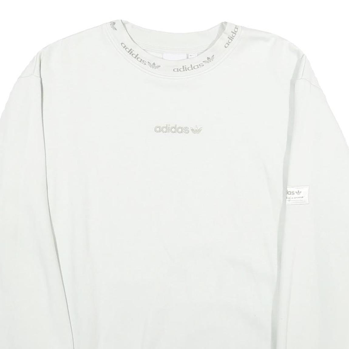 ADIDAS Mens White Cotton Blend Crew Neck M Sweatshirt Logo Design