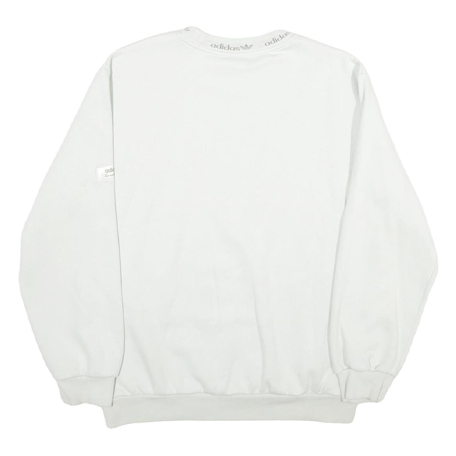 ADIDAS Mens White Cotton Blend Crew Neck M Sweatshirt Logo Design