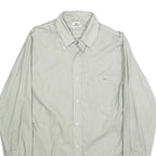 LACOSTE Mens White & Grey Shirt M Cotton Button-Down Collar Long Sleeve Classic
