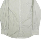 LACOSTE Mens White & Grey Shirt M Cotton Button-Down Collar Long Sleeve Classic