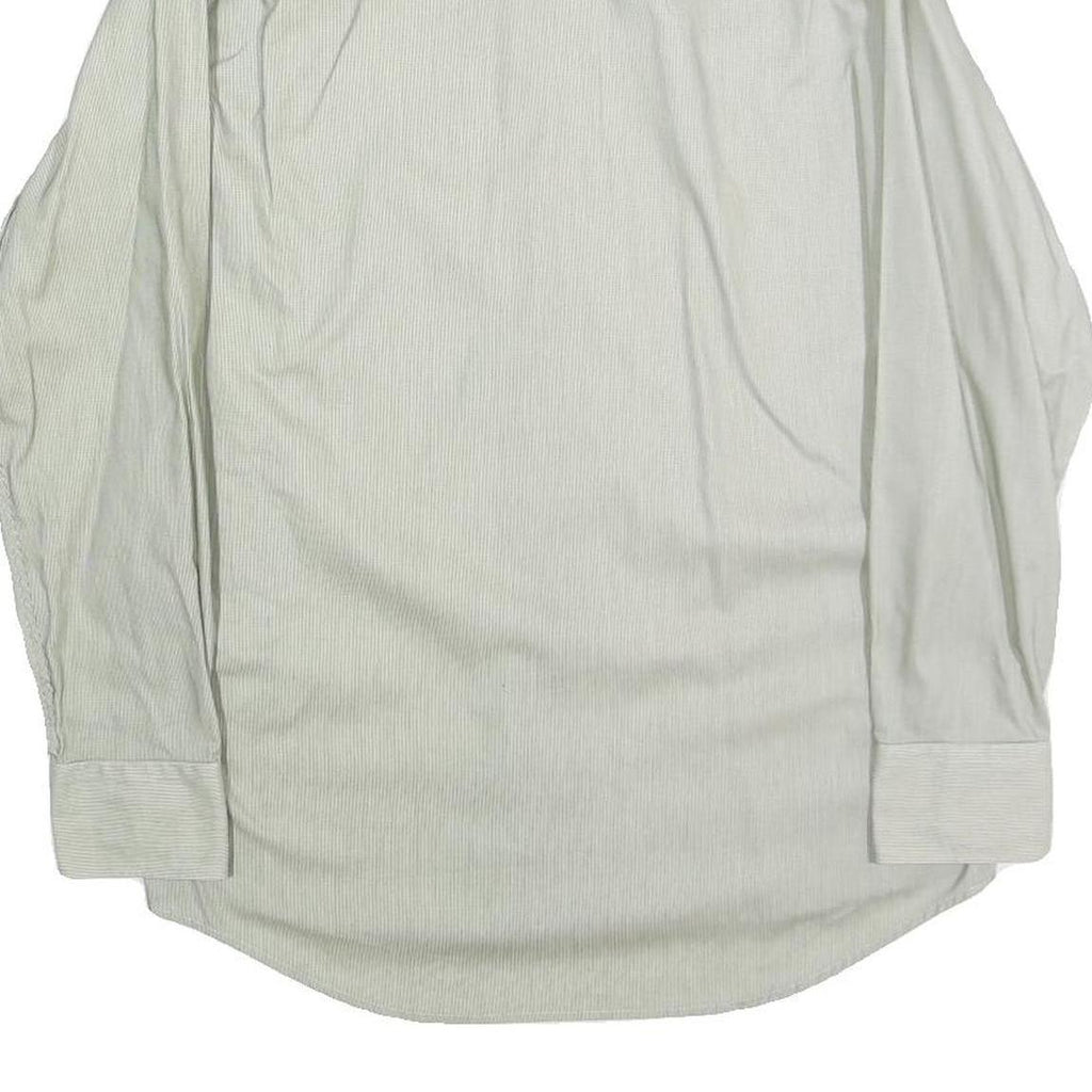 LACOSTE Mens White & Grey Shirt M Cotton Button-Down Collar Long Sleeve Classic