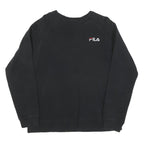 FILA Mens Black Cotton Crew Neck S Sweatshirt Logo Embroidered Casual