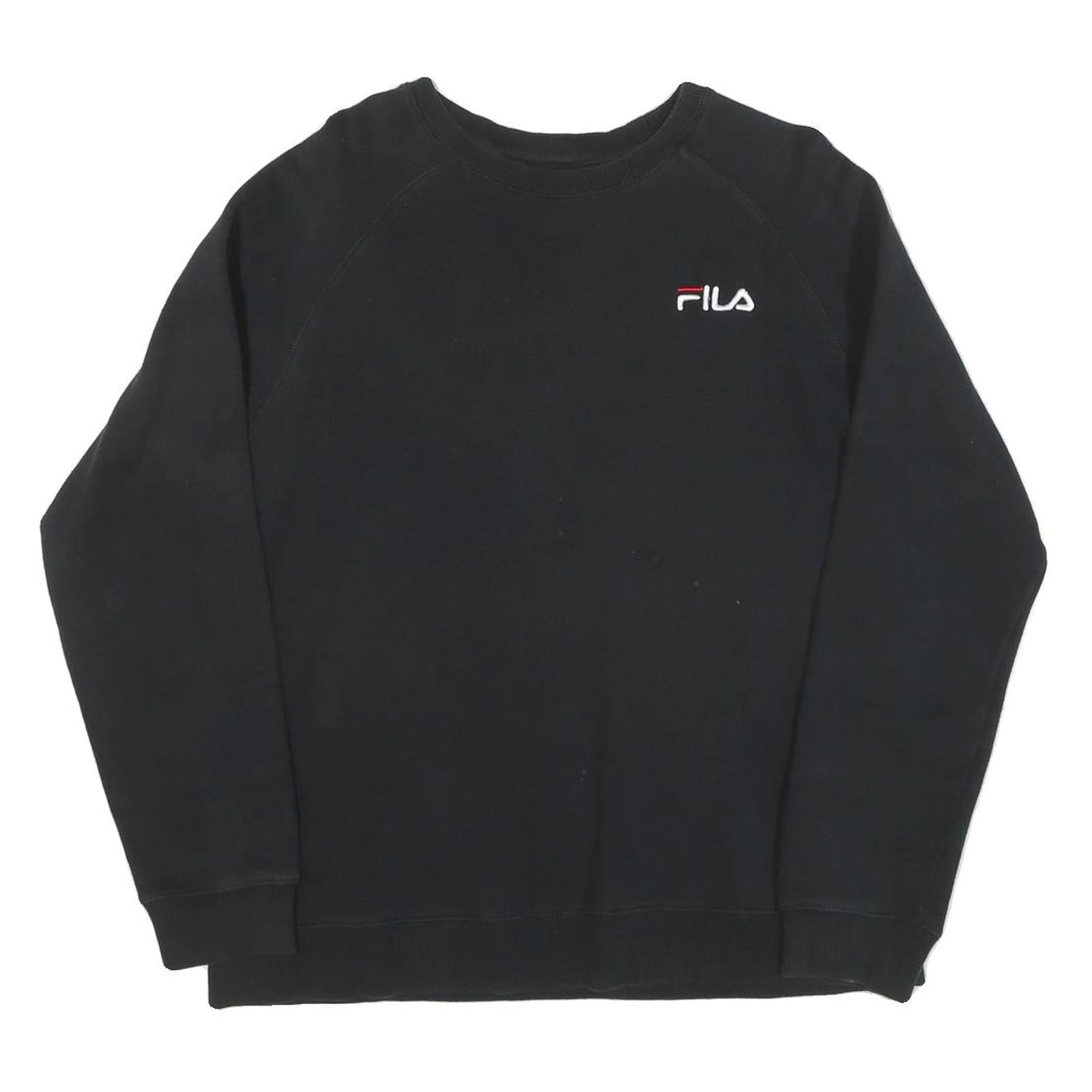 FILA Mens Black Cotton Crew Neck S Sweatshirt Logo Embroidered Casual