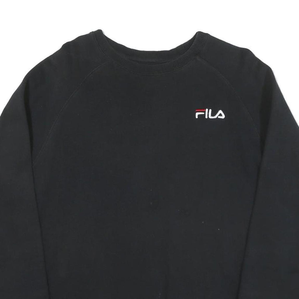 FILA Mens Black Cotton Crew Neck S Sweatshirt Logo Embroidered Casual