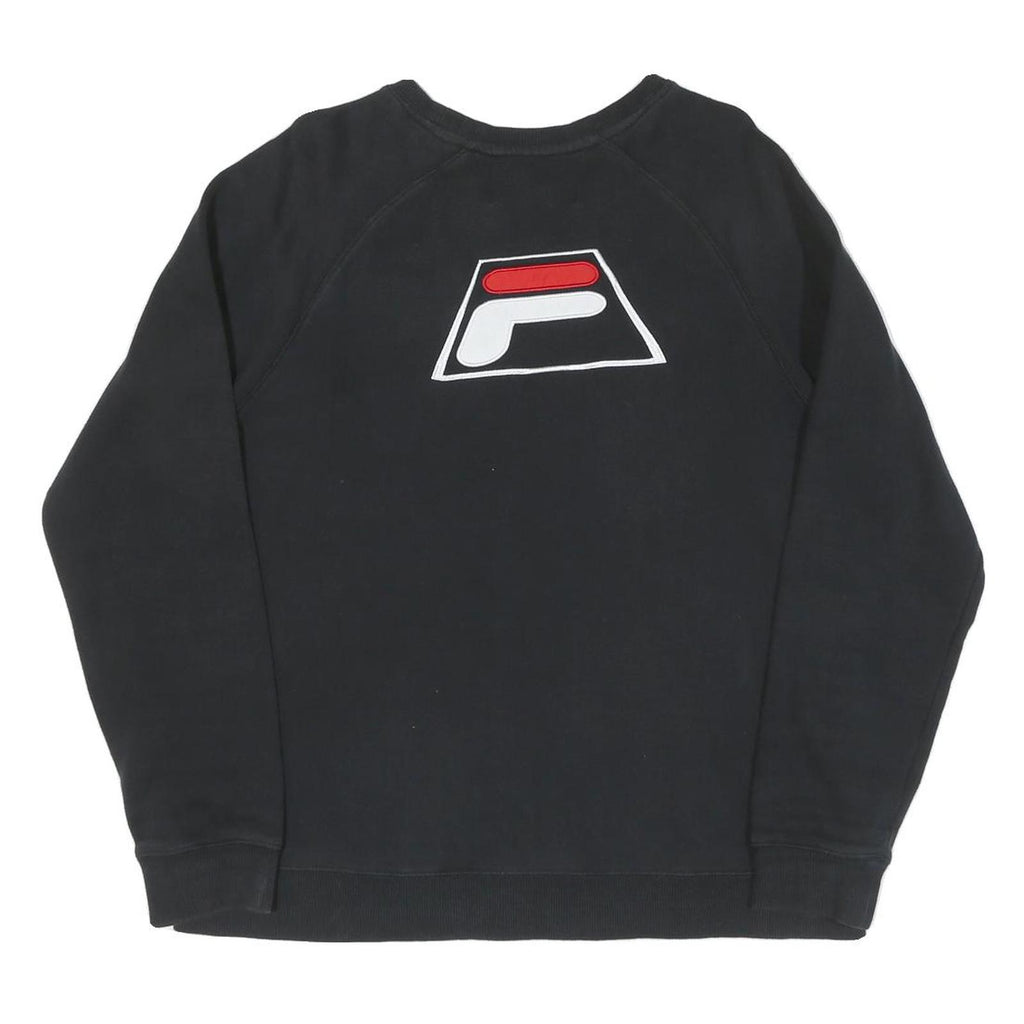 FILA Mens Black Cotton Crew Neck S Sweatshirt Logo Embroidered Casual