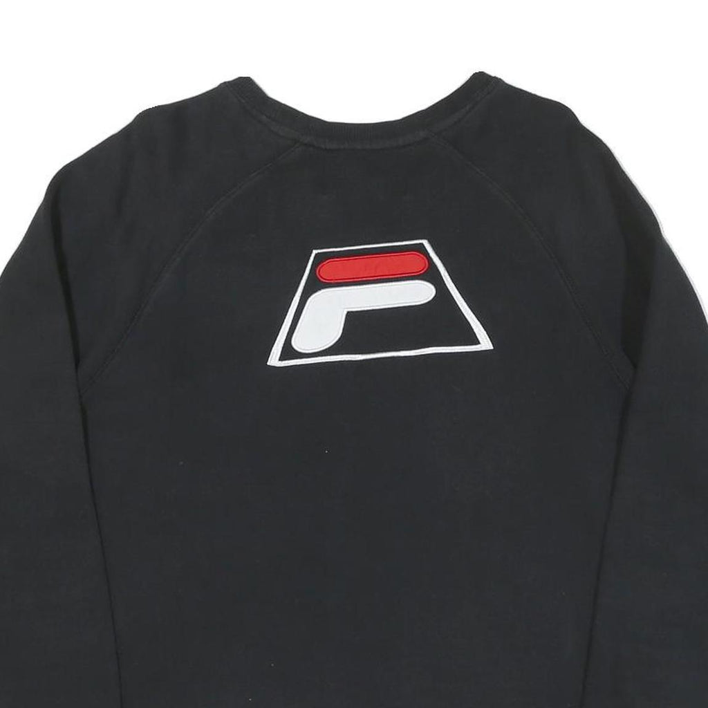 FILA Mens Black Cotton Crew Neck S Sweatshirt Logo Embroidered Casual