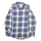 CHAPS Mens Blue & White Plaid Cotton Flannel Shirt M Casual Stylish Button-Down