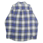 CHAPS Mens Blue & White Plaid Cotton Flannel Shirt M Casual Stylish Button-Down