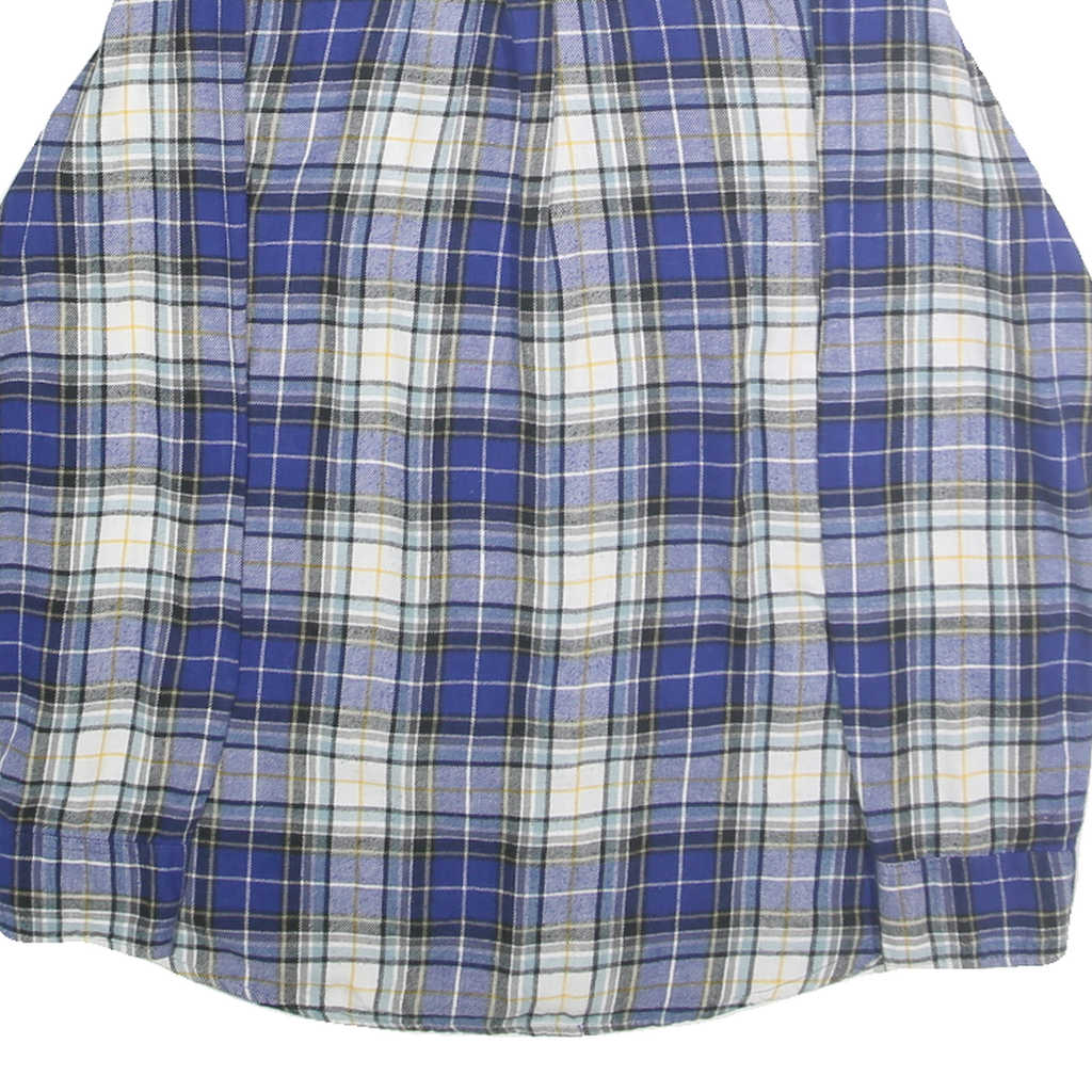 CHAPS Mens Blue & White Plaid Cotton Flannel Shirt M Casual Stylish Button-Down