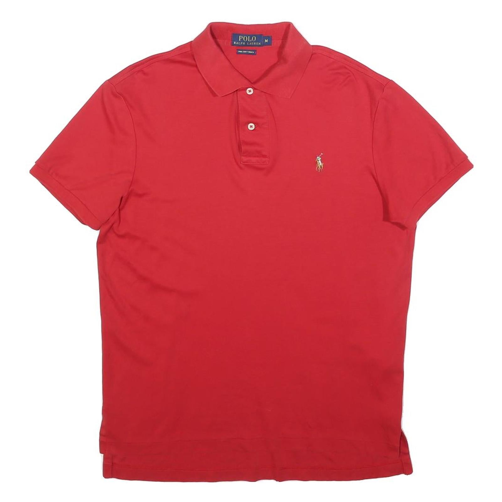 POLO RALPH LAUREN Mens Red Short Sleeve Cotton Polo Shirt M Classic Logo