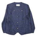 ARIANNA Womens Blue Button Jacket XXS Polyester Blend Paisley Elegant