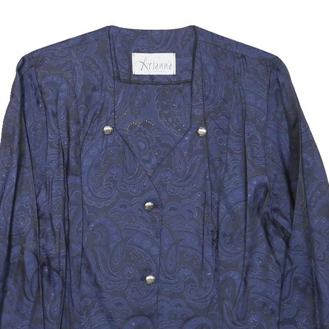 ARIANNA Womens Blue Button Jacket XXS Polyester Blend Paisley Elegant