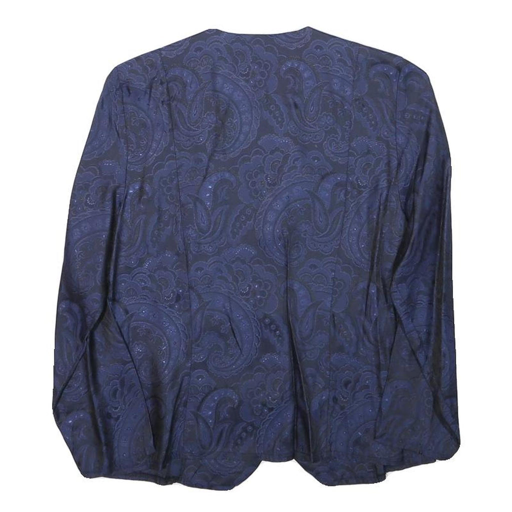 ARIANNA Womens Blue Button Jacket XXS Polyester Blend Paisley Elegant