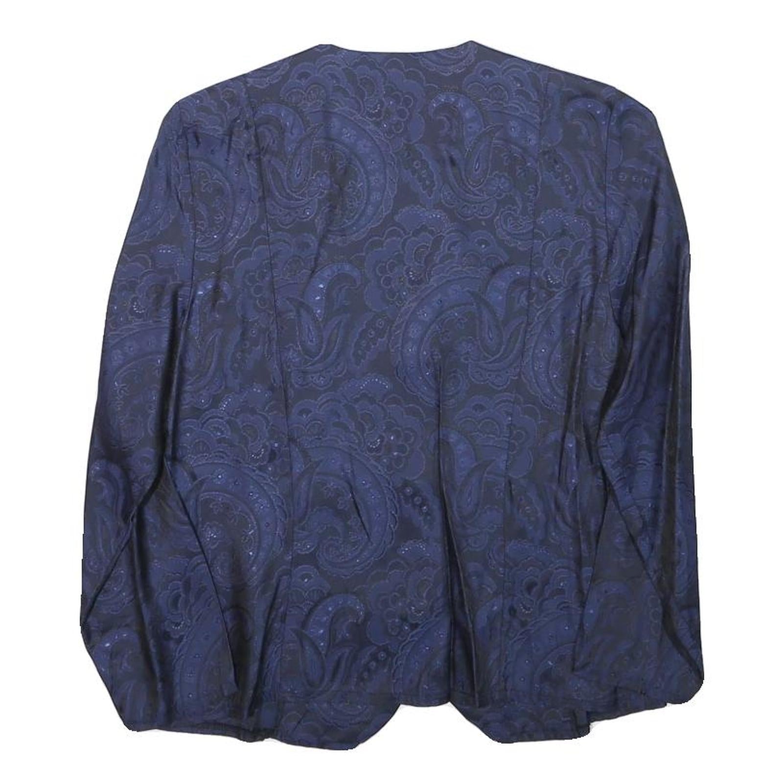ARIANNA Womens Blue Button Jacket XXS Polyester Blend Paisley Elegant