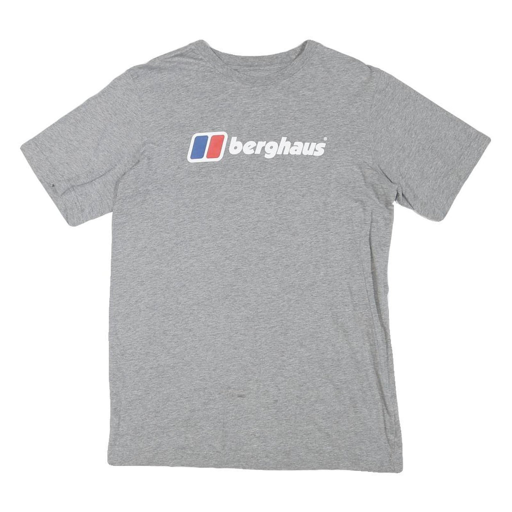 BERGHAUS Mens Grey Cotton Blend T-Shirt S Short Sleeve Crew Neck Logo Print