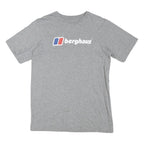 BERGHAUS Mens Grey Cotton Blend T-Shirt S Short Sleeve Crew Neck Logo Print