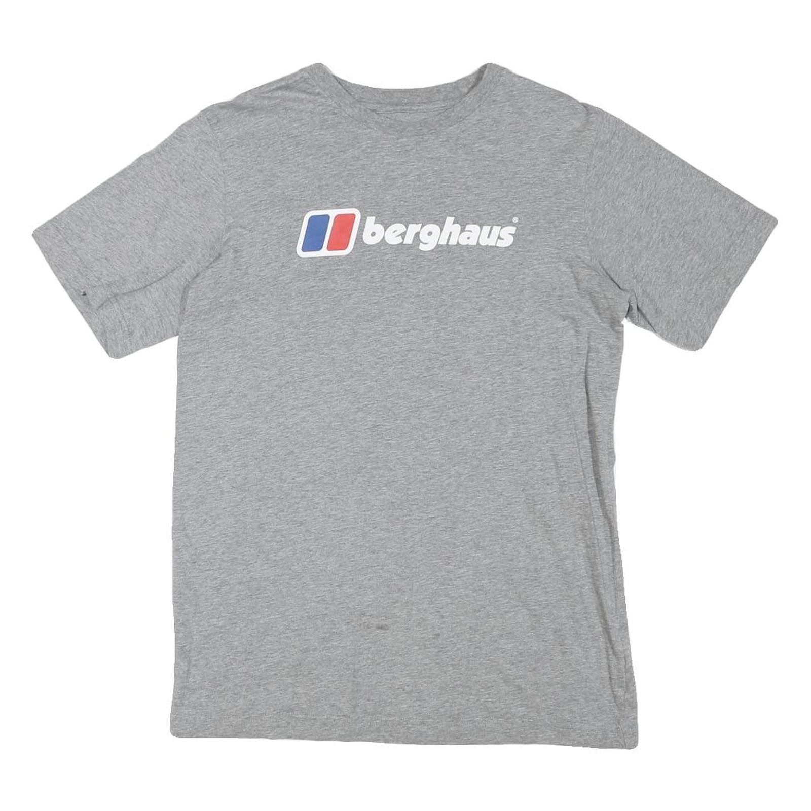 BERGHAUS Mens Grey Cotton Blend T-Shirt S Short Sleeve Crew Neck Logo Print