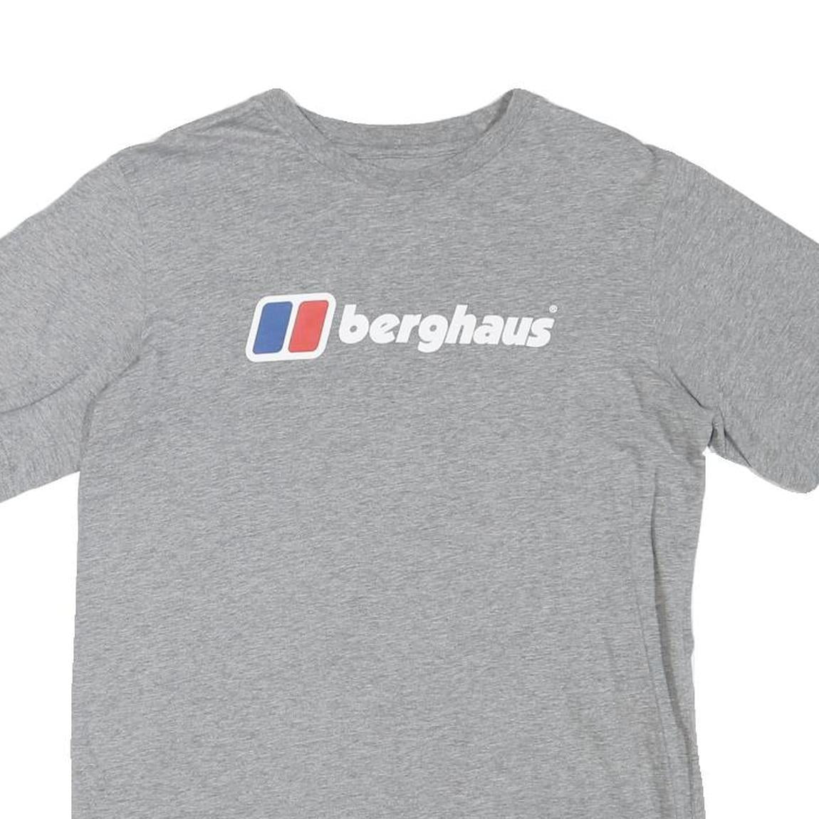 BERGHAUS Mens Grey Cotton Blend T-Shirt S Short Sleeve Crew Neck Logo Print