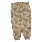 ZARA Womens Cotton Blend Camouflage Slim Tapered Trousers W34 L25 Casual