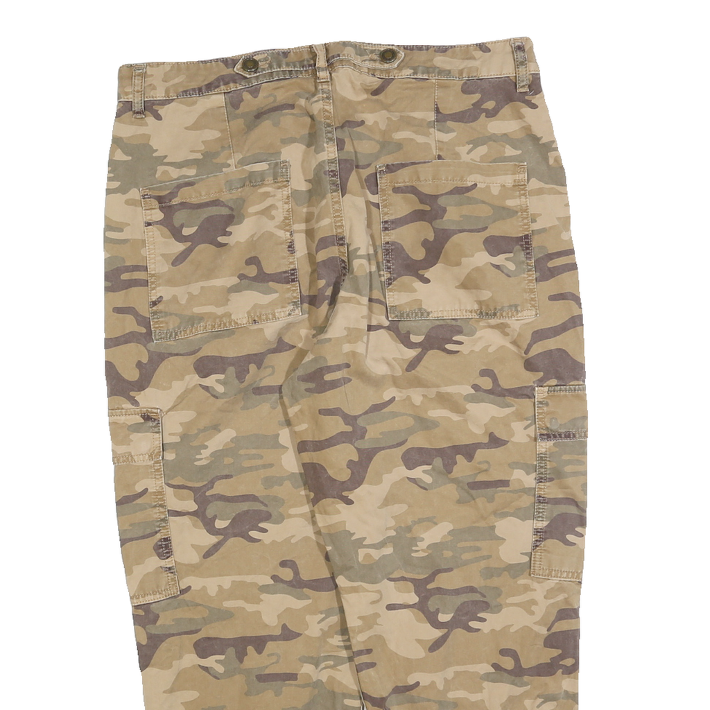 ZARA Womens Cotton Blend Camouflage Slim Tapered Trousers W34 L25 Casual