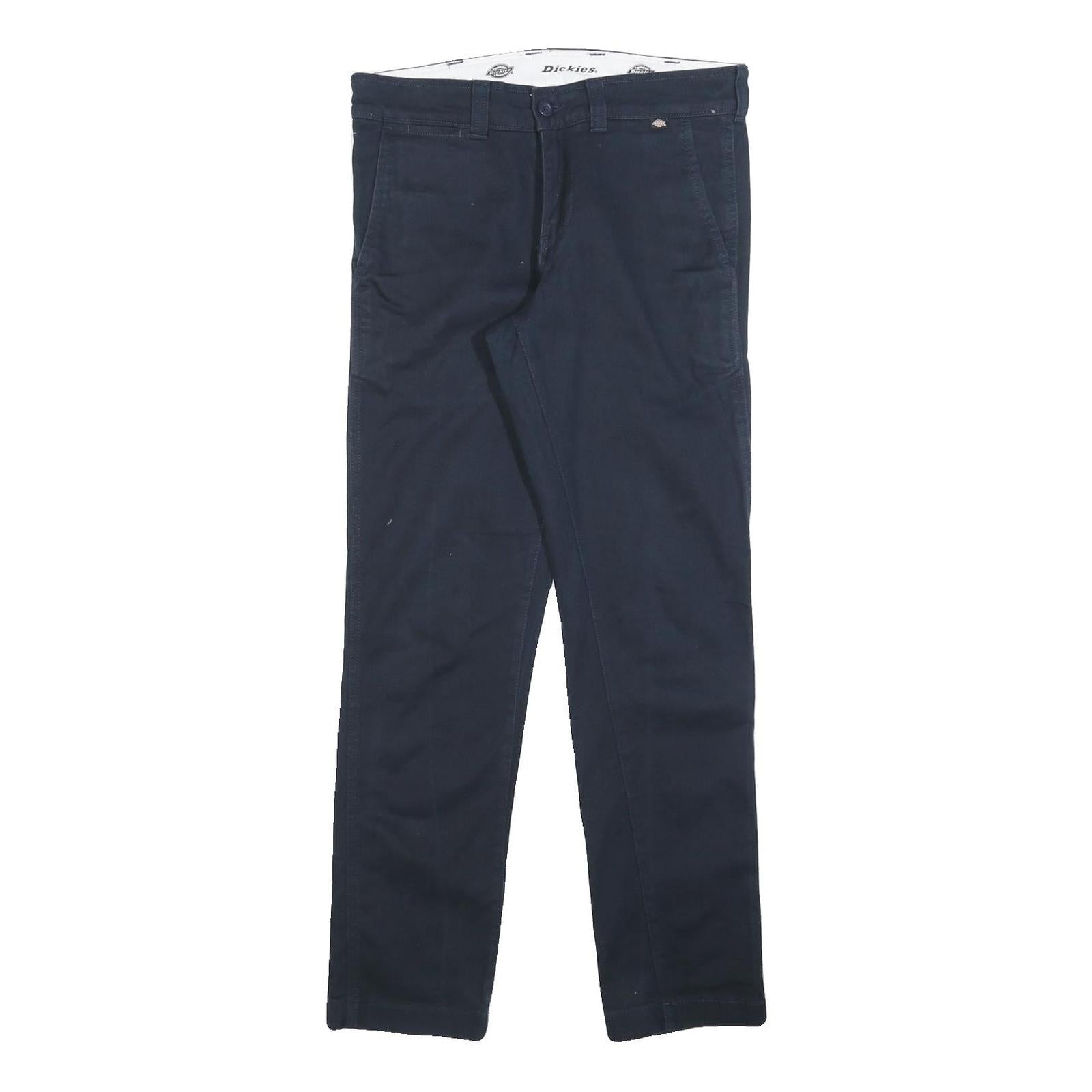 DICKIES Mens Cotton Blend Navy Regular Fit Straight Leg Trousers W32 L30