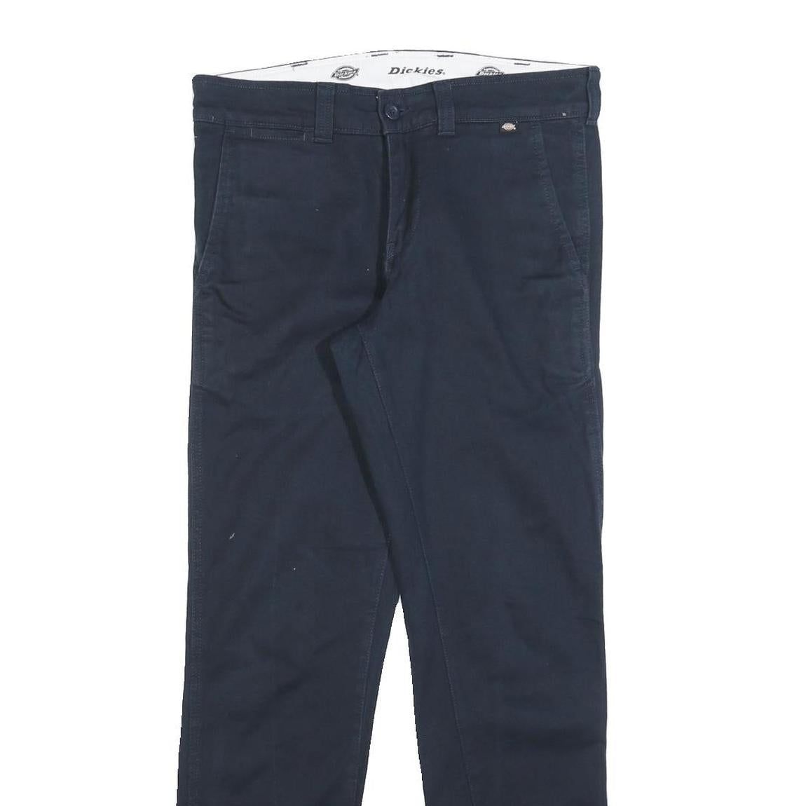 DICKIES Mens Cotton Blend Navy Regular Fit Straight Leg Trousers W32 L30