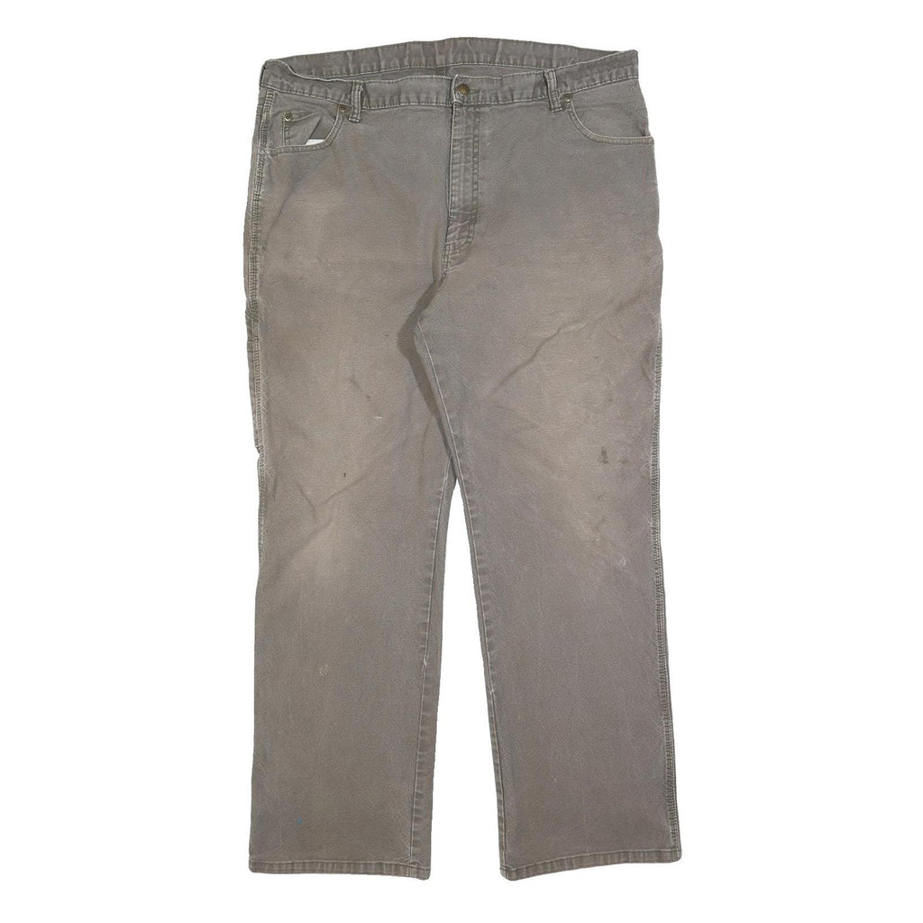 DICKIES Mens Cotton Blend Grey Regular Straight Trousers W40 L32 Workwear Zip