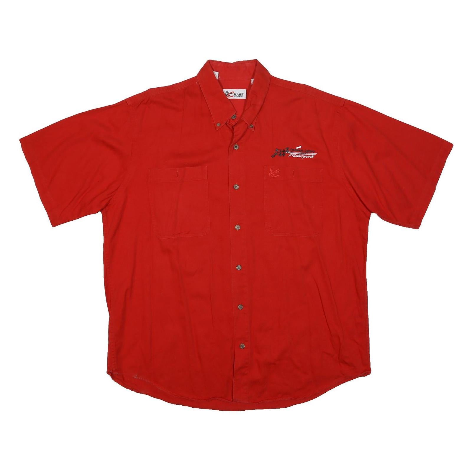 CHASE AUTHENTICS Mens Red Button-Down Motorsport Cotton Shirt XL Racing Style