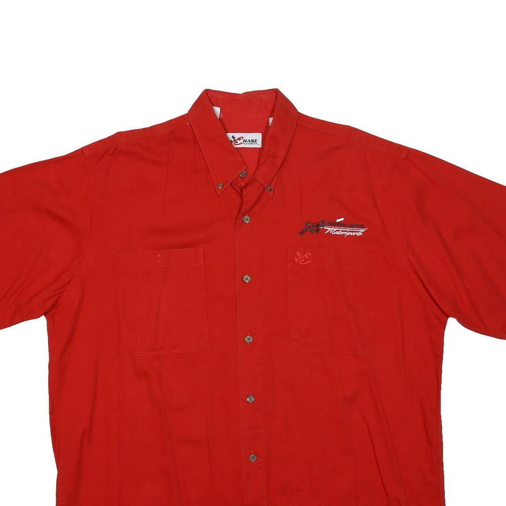 CHASE AUTHENTICS Mens Red Button-Down Motorsport Cotton Shirt XL Racing Style