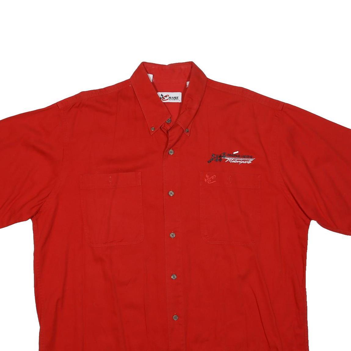 CHASE AUTHENTICS Mens Red Button-Down Motorsport Cotton Shirt XL Racing Style