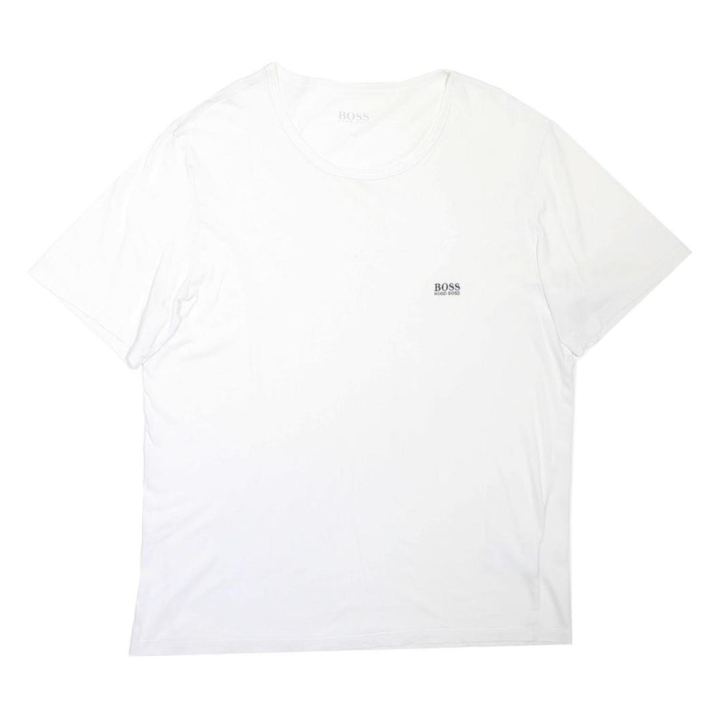 BOSS HUGO BOSS Mens White Plain T-Shirt 2XL Short Sleeve Round Neck Minimal Logo
