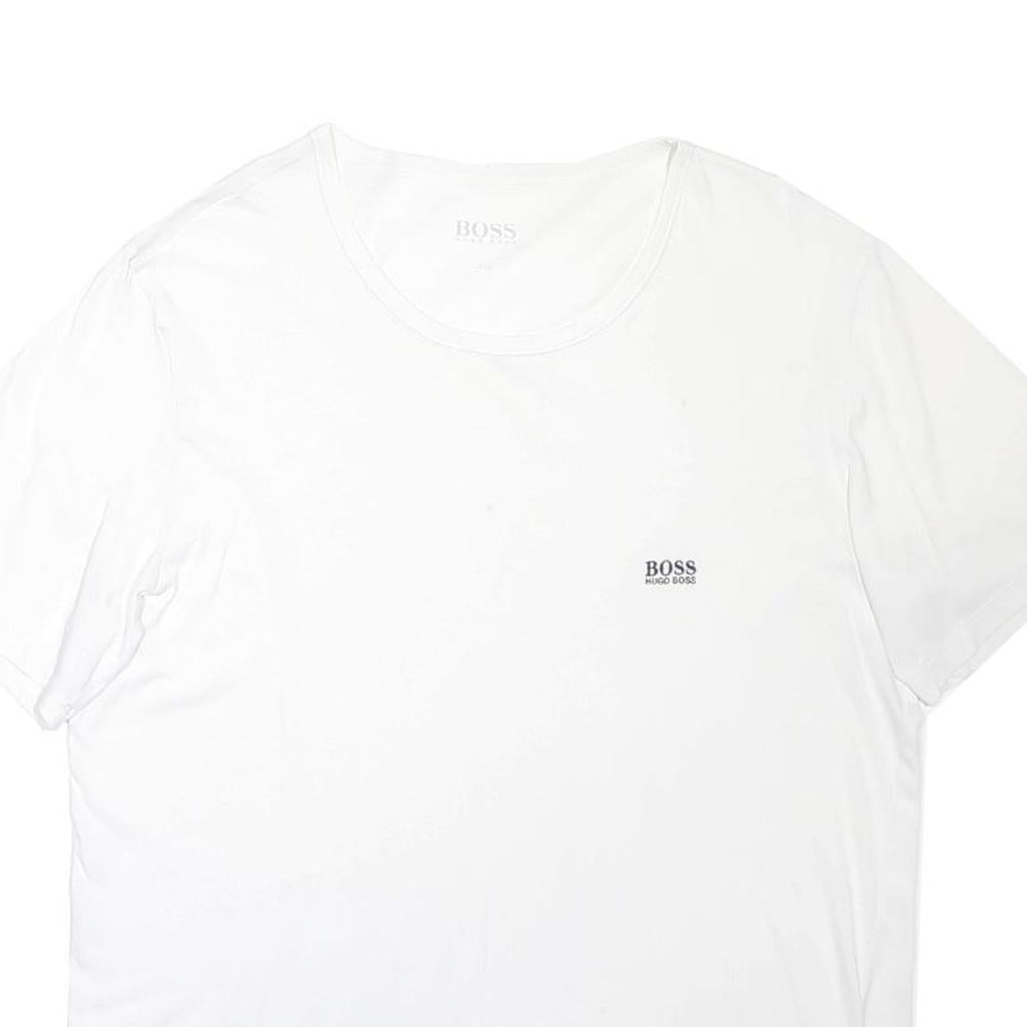 BOSS HUGO BOSS Mens White Plain T-Shirt 2XL Short Sleeve Round Neck Minimal Logo