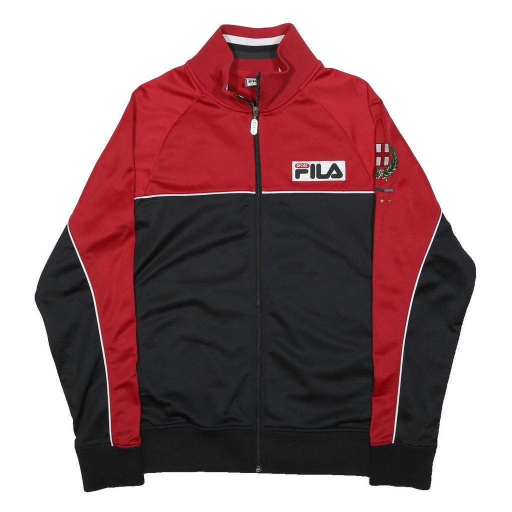 FILA Mens Red & Black Italia Track Jacket M Cotton Blend Zip Plain Sportswear