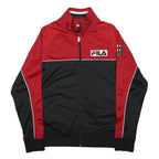 FILA Mens Red & Black Italia Track Jacket M Cotton Blend Zip Plain Sportswear