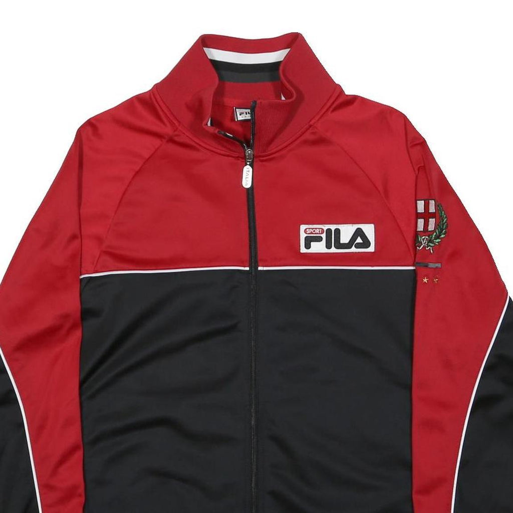 FILA Mens Red & Black Italia Track Jacket M Cotton Blend Zip Plain Sportswear