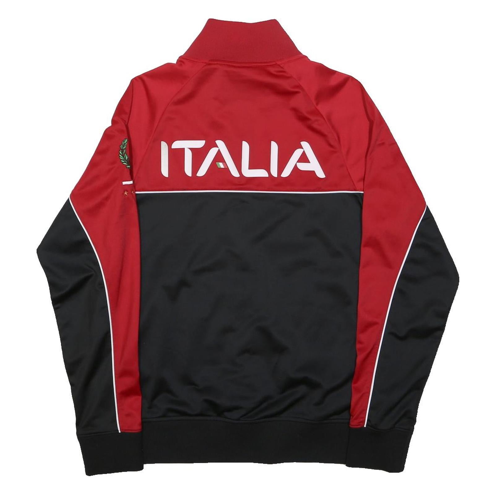 FILA Mens Red & Black Italia Track Jacket M Cotton Blend Zip Plain Sportswear