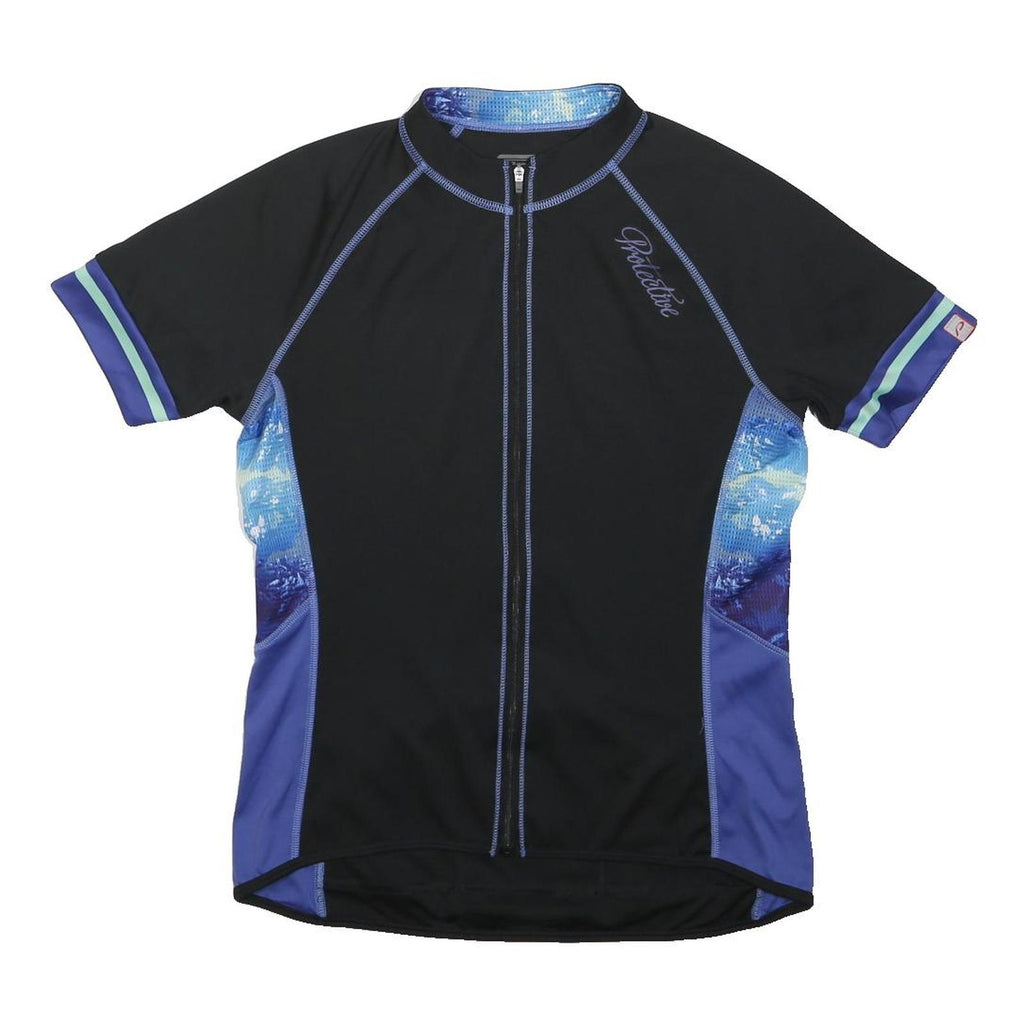 PROTECTIVE Mens Black & Blue Cycling Jersey M Short Sleeve Zip Front Sports
