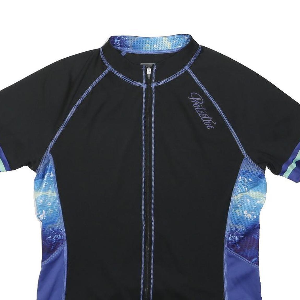 PROTECTIVE Mens Black & Blue Cycling Jersey M Short Sleeve Zip Front Sports