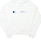 CHAMPION Mens White Hoodie S Cotton Blend Pullover Drawstring Hood