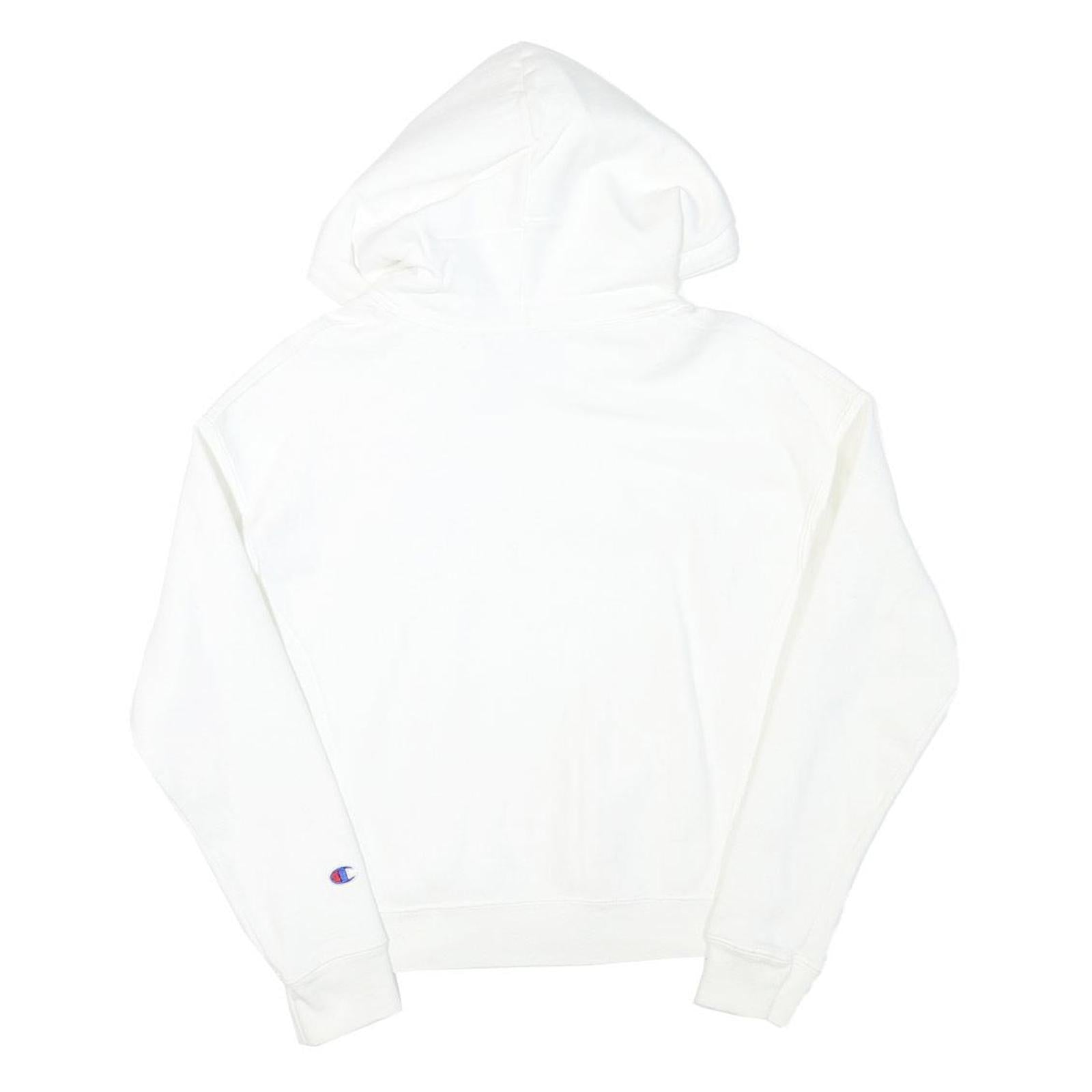 CHAMPION Mens White Hoodie S Cotton Blend Pullover Drawstring Hood