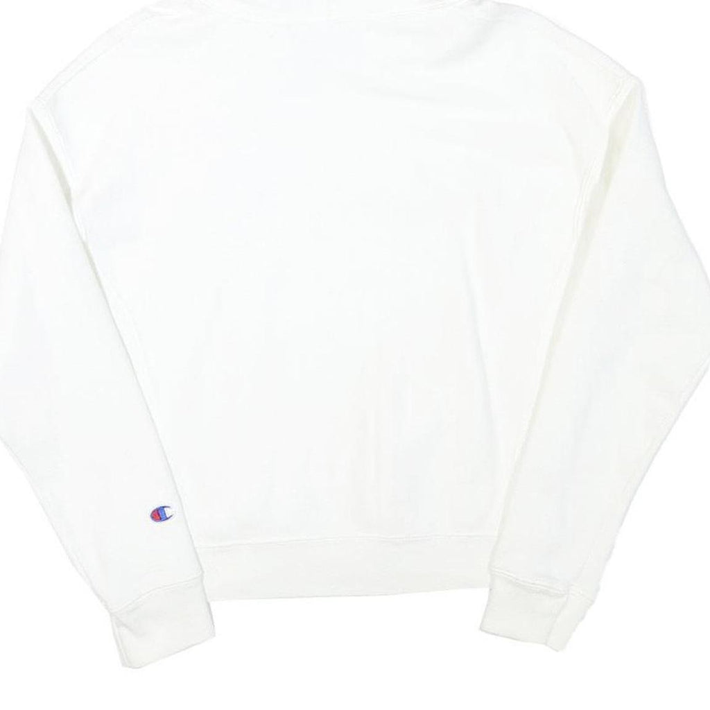 CHAMPION Mens White Hoodie S Cotton Blend Pullover Drawstring Hood