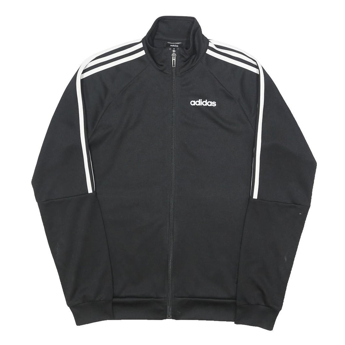 ADIDAS Mens Black & White Track Jacket XS Polyester Zip Stripe Sportswear