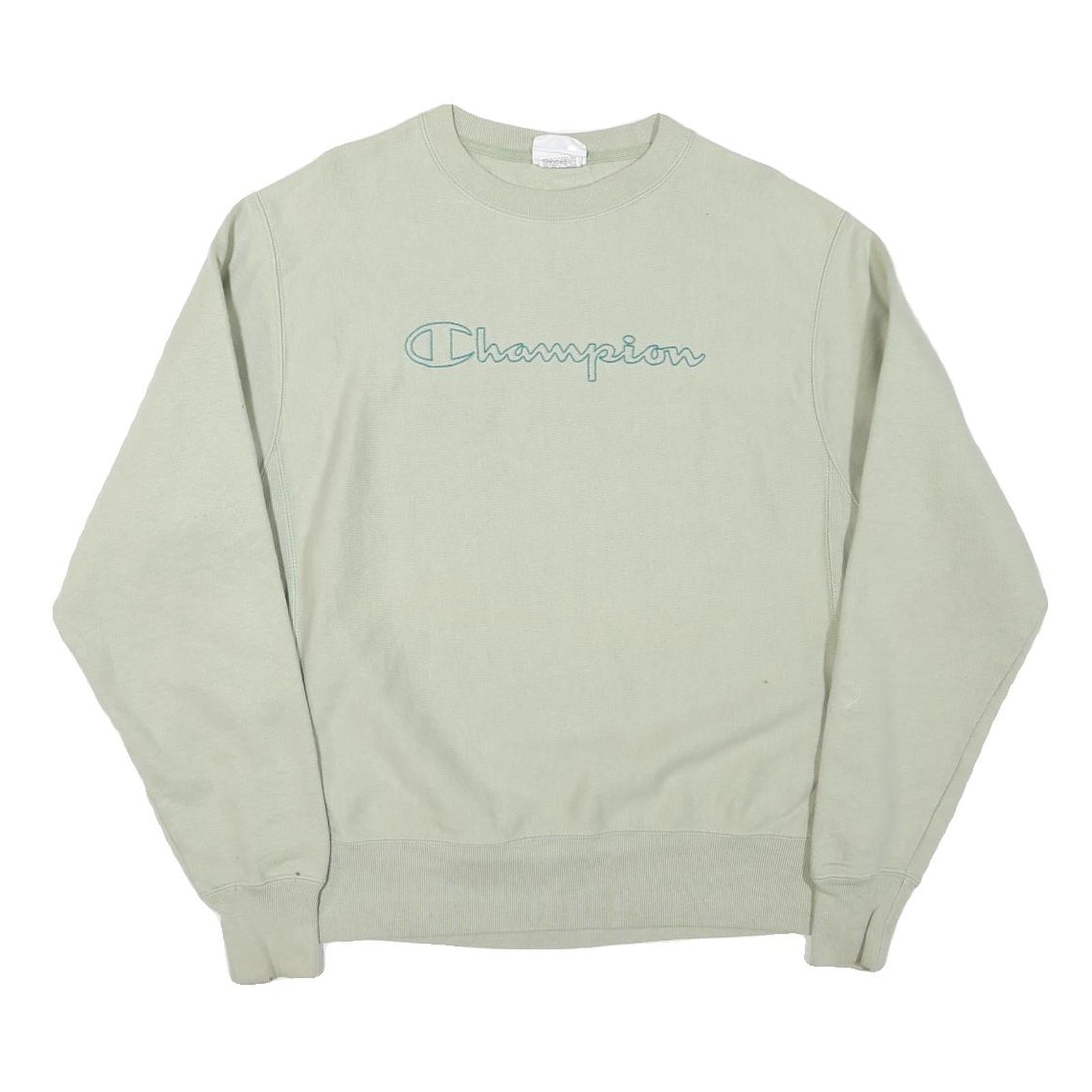 CHAMPION Mens Pale Green Crew Neck M Cotton Blend Sweatshirt Pullover Logo