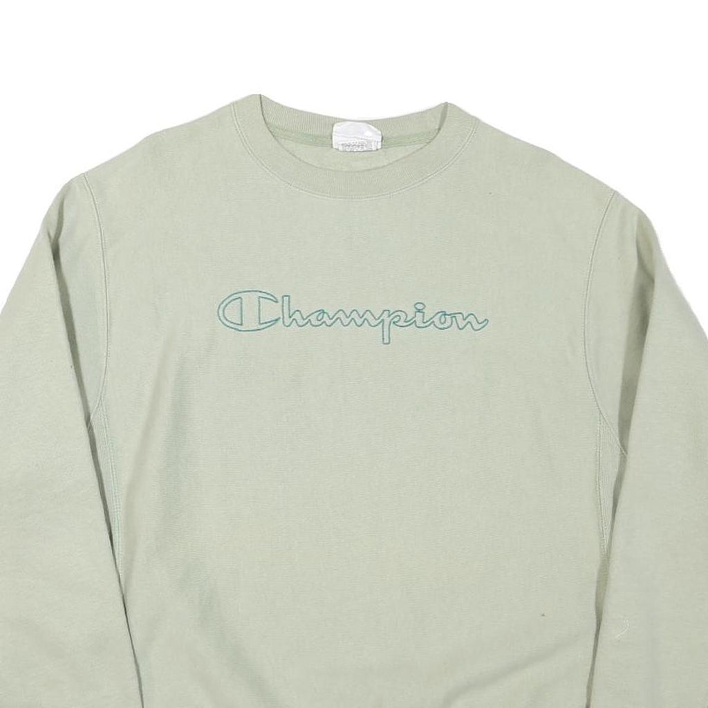 CHAMPION Mens Pale Green Crew Neck M Cotton Blend Sweatshirt Pullover Logo