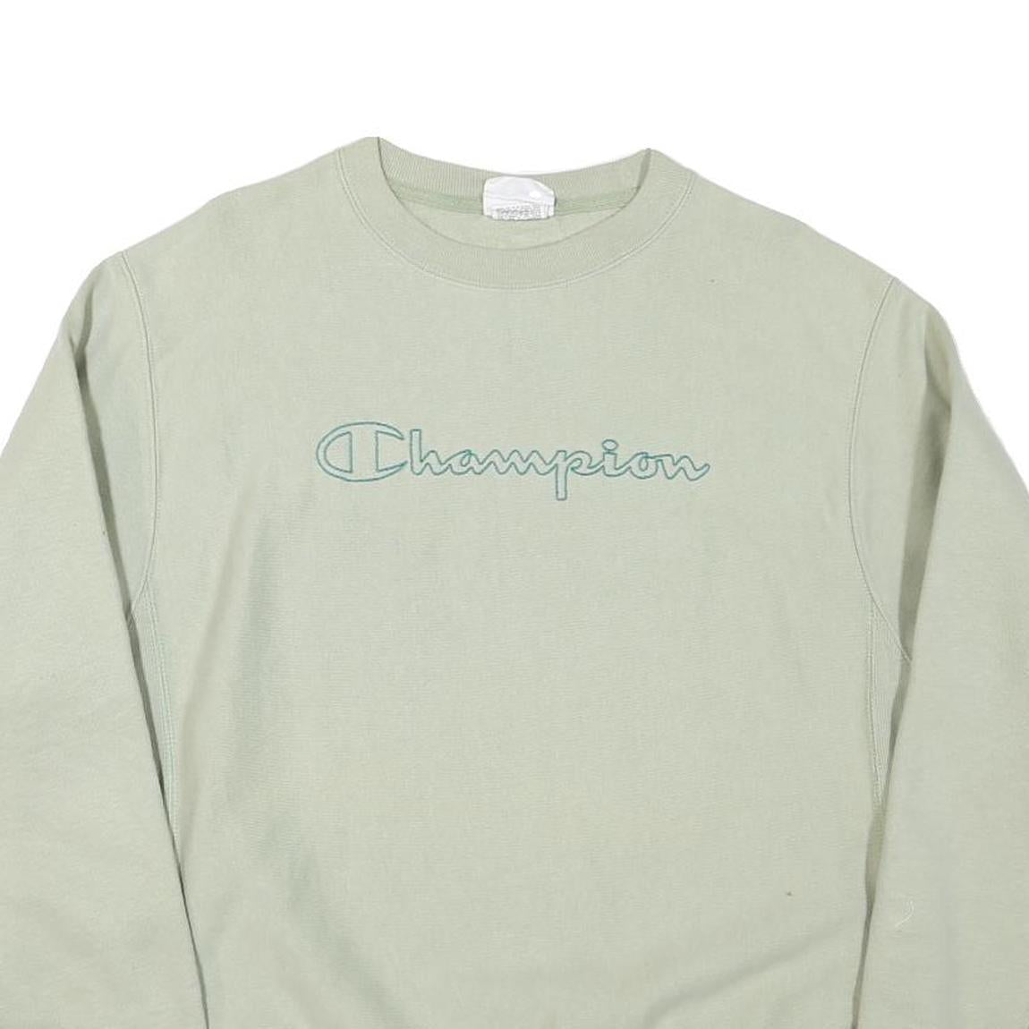 CHAMPION Mens Pale Green Crew Neck M Cotton Blend Sweatshirt Pullover Logo