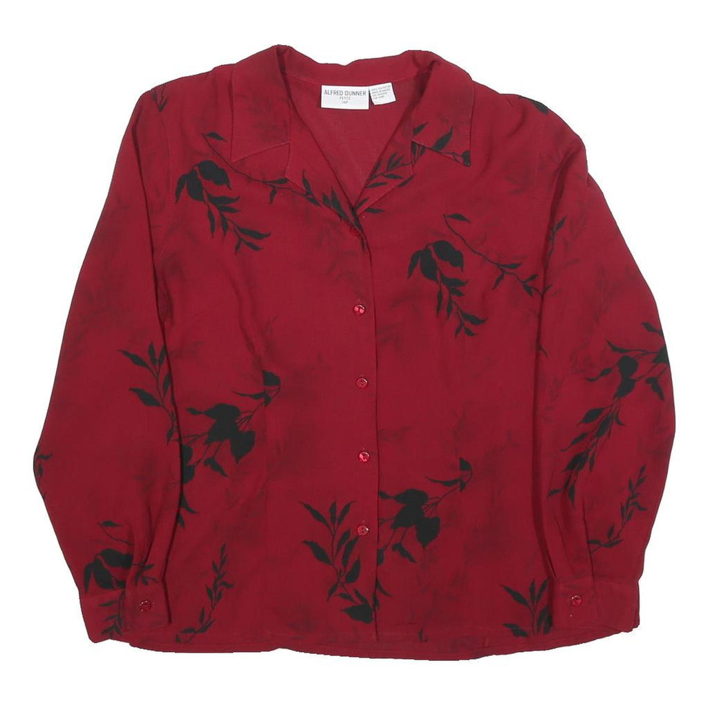 ALFRED DUNNER Womens Red Printed Shirt Long Sleeve Collared M Button Front