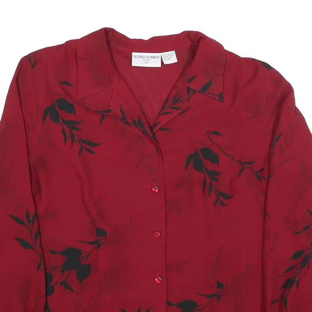 ALFRED DUNNER Womens Red Printed Shirt Long Sleeve Collared M Button Front