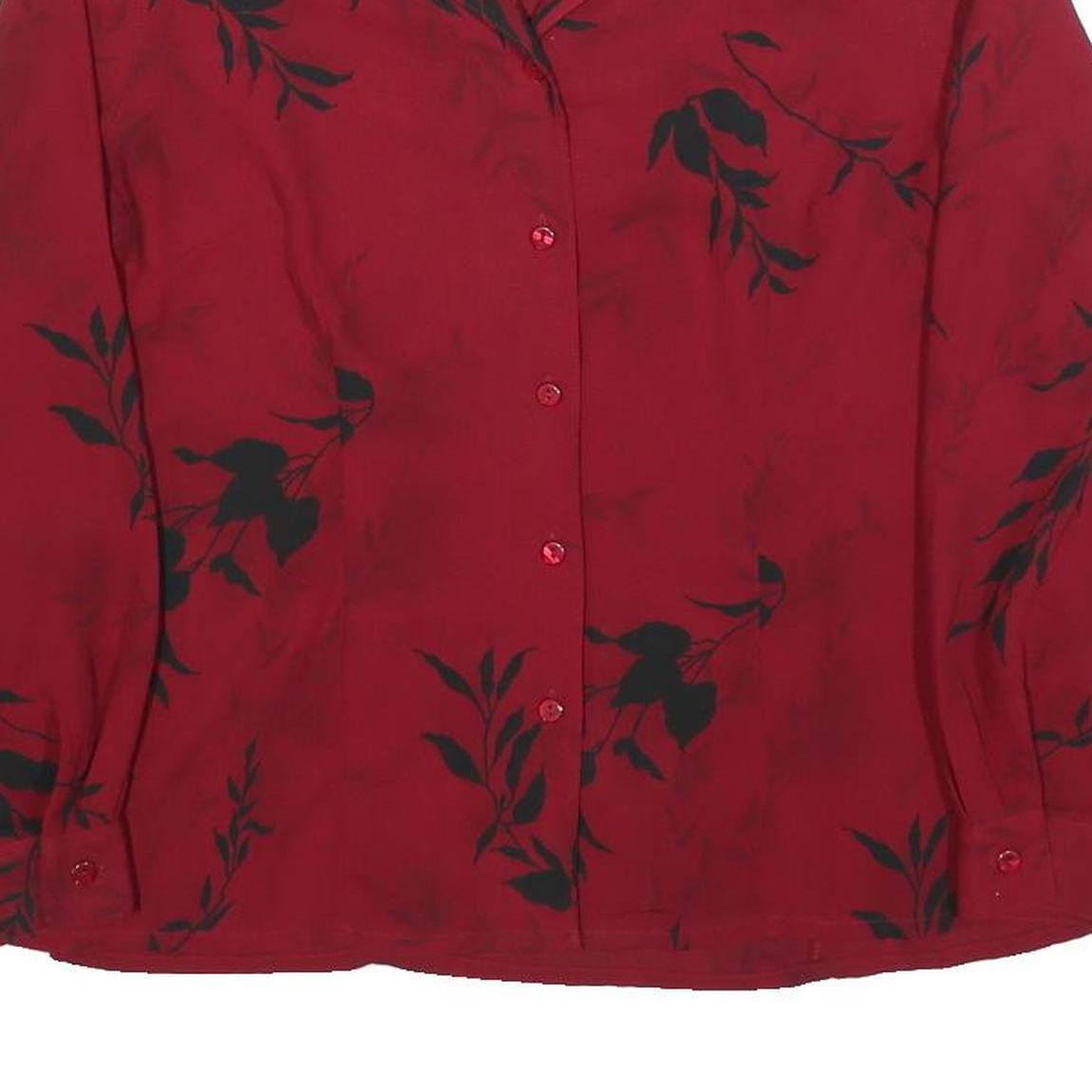 ALFRED DUNNER Womens Red Printed Shirt Long Sleeve Collared M Button Front