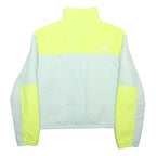 THE NORTH FACE Womens Yellow & Light Blue Puffer Jacket M Nylon Zip Outdoor Wear